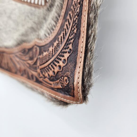 Myra Bags Khadi Hand-Tooled Bag Embroidered Leather Calf Hair - Picture 9 of 13